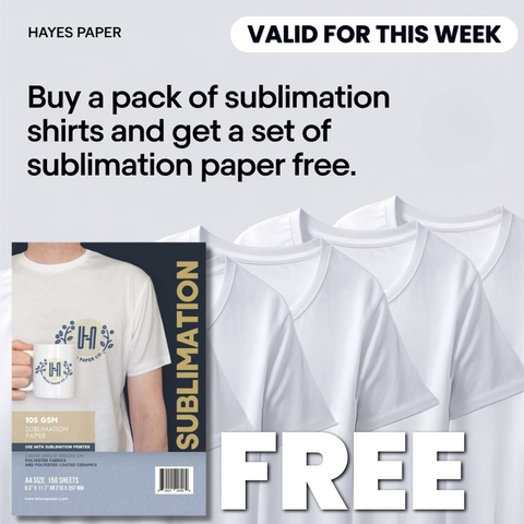 5 Sublimation Shirts and 1 Free Sublimation Paper Set