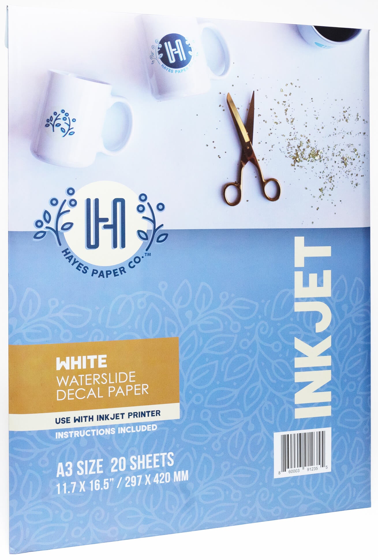 Hayes paper co, Hayes waterslide decal paper, White waterslide decal paper, white decal paper, white inkjet waterslide decal paper